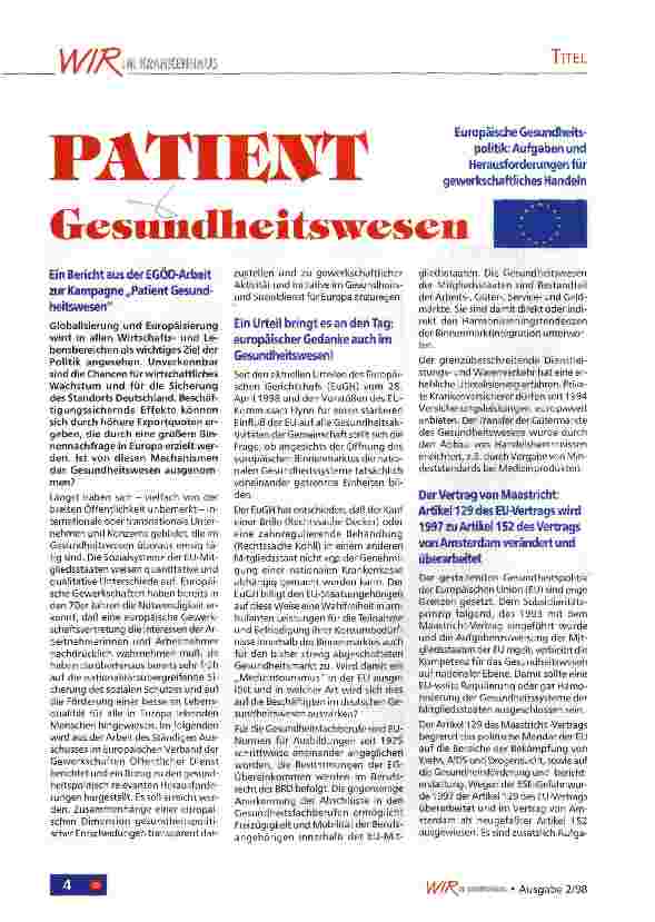 Vorschauseite 1: Patient Gesundheitswesen