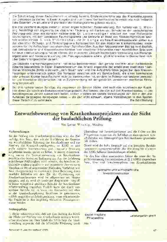 Vorschauseite 1: Entwurfbewertung von Krankenhausprojekten aus der Sicht der baufachlichen Prüfung