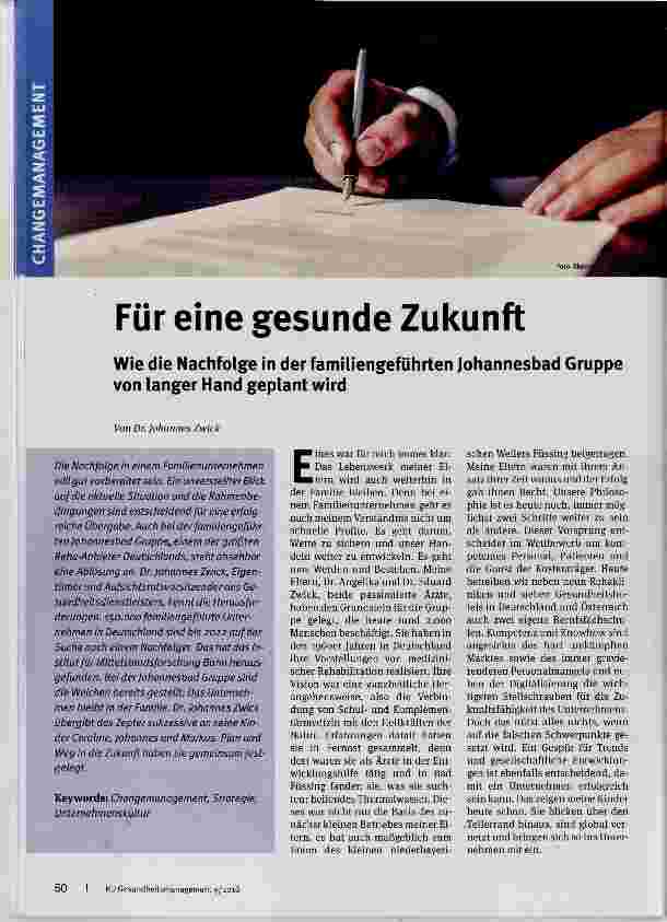 Vorschauseite 1: Für eine gesunde Zukunft
