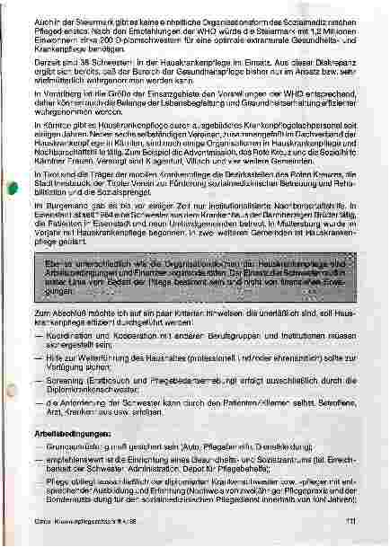 Vorschauseite 2: Die derzeitige Situation der Hauskrankenpflege in Österreich