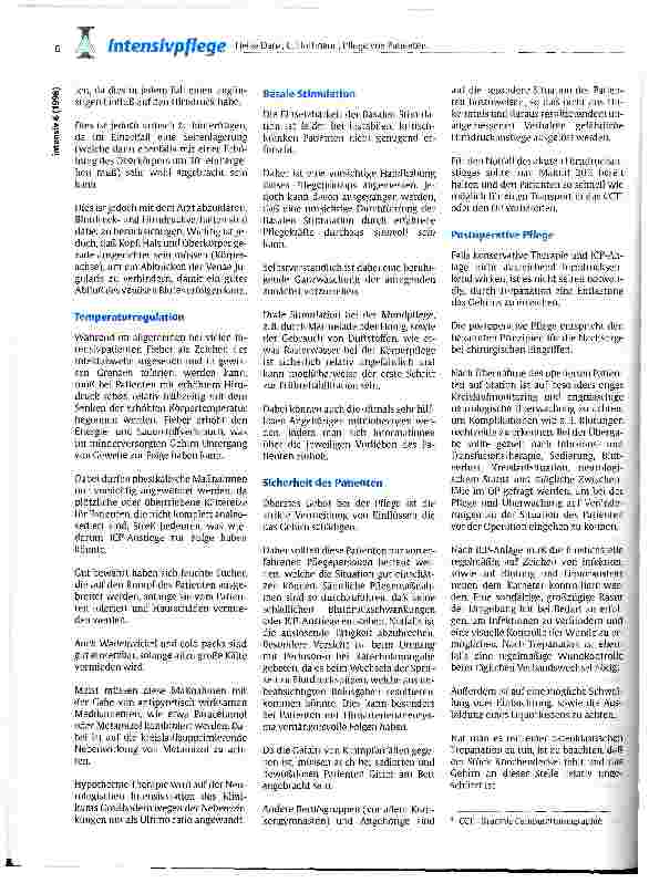 Vorschauseite 5: Pflege von Patienten, die aufgrund von erhöhtem Hirndruck mit einer externen Ventrikelmeßsonde und Liquorableitung versehen wurden