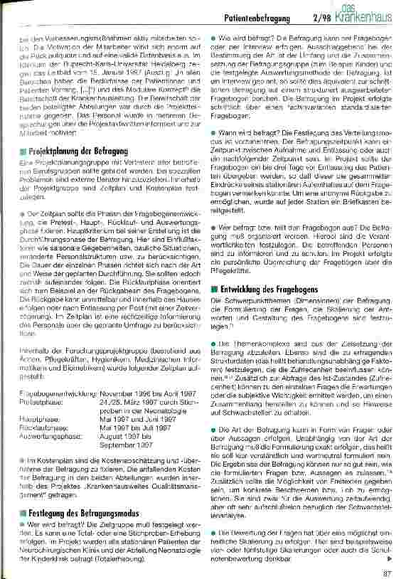 Vorschauseite 2: Untersuchungen zur Patientenzufriedenheit über einen fachinvarianten standardisierten Fragebogen