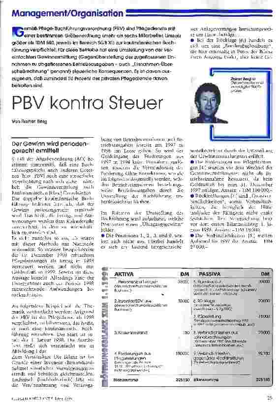 Vorschauseite 1: PBV kontra Steuer