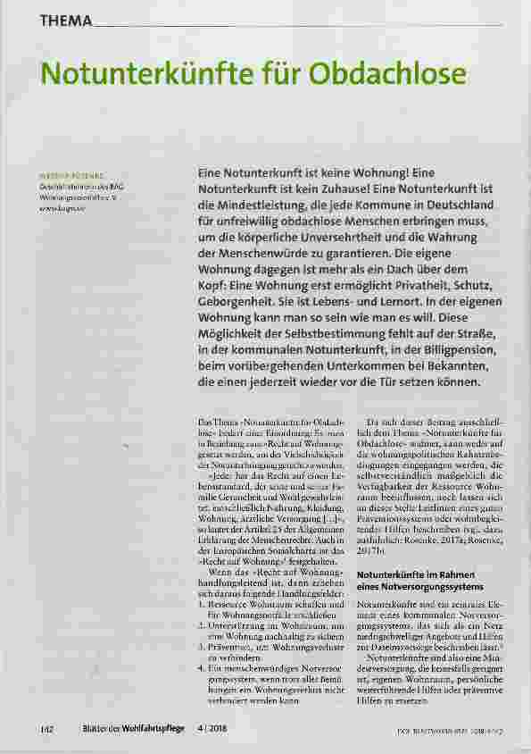 Vorschauseite 1: Notunterkünfte für Obdachlose