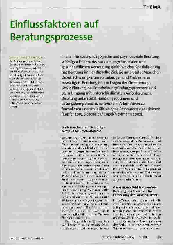 Vorschauseite 1: Einflussfaktoren auf Beratungsprozesse