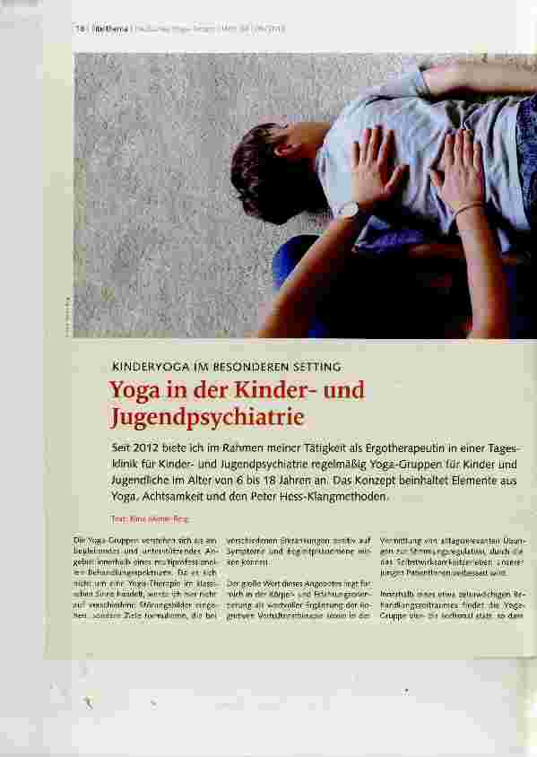 Vorschauseite 1: Yoga in der Kinderund Jugendpsychiatrie