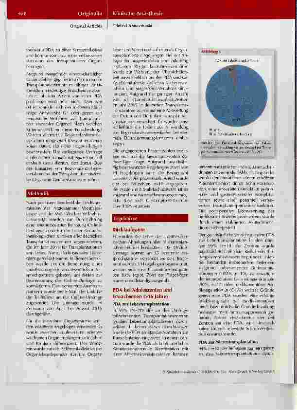 Vorschauseite 3: Einsatz von Regionalanästhesieverfahren zur Transplantation viszeraler Organe: Status Quo an deutschen Transplantationszentren