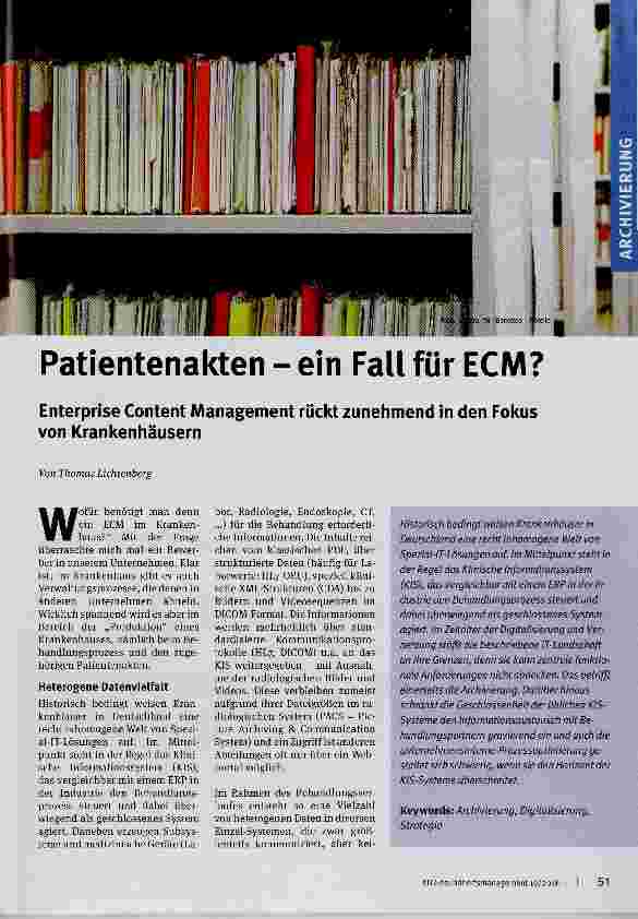 Vorschauseite 1: Patientenakten - ein Fall für ECM?