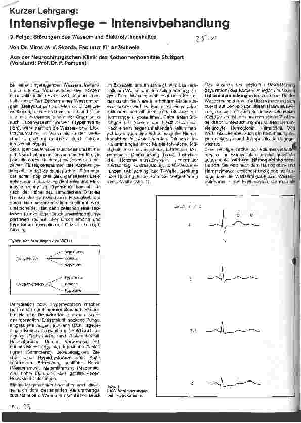 Vorschauseite 1: Intensivpflege - Intensivbehandlung 9. Folge: Störung des Wasserund Elektrolythaushaltes