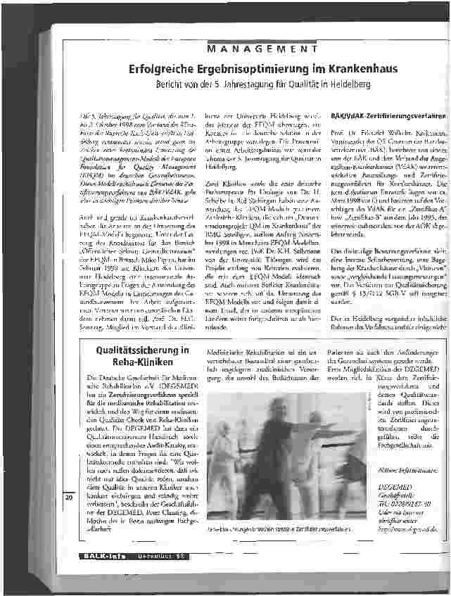 Vorschauseite 1: Bericht von der 5. Jahrestagung für Qualität in Heidelberg