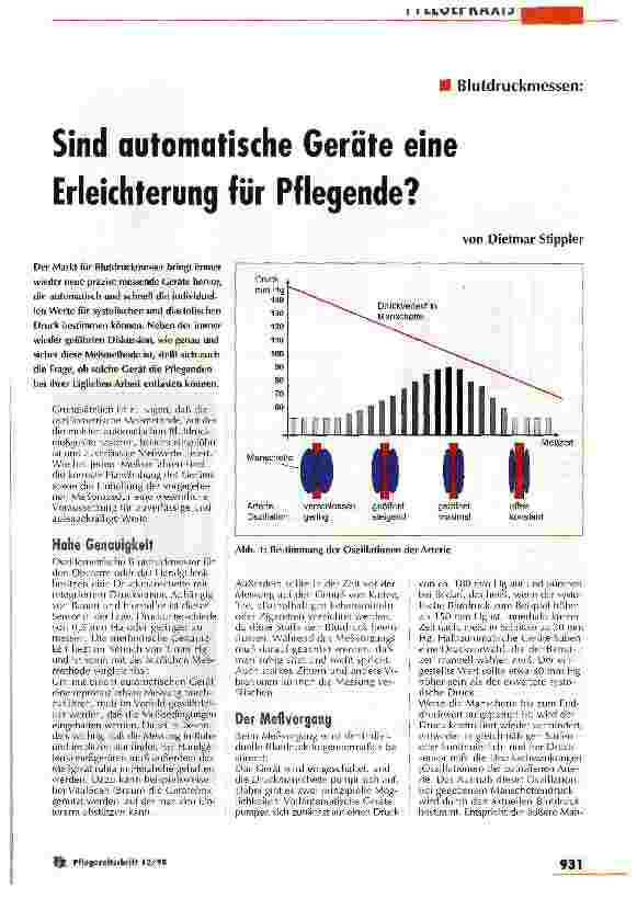 Vorschauseite 1: Blutdruckmessen : Sind automatische Geräte eine Erleichterung für die Pflege ?