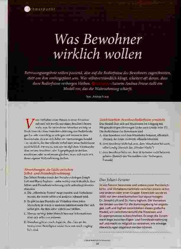 Vorschauseite 1: Was Bewohner wirklich wollen