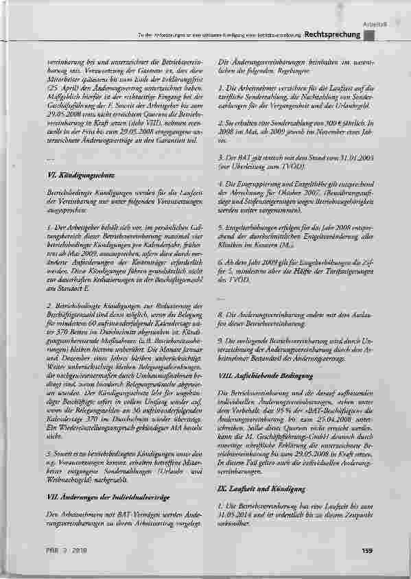 Vorschauseite 3: Zu den Anforderungen an eine wirksame Kündigung einer Betriebsvereinbarung