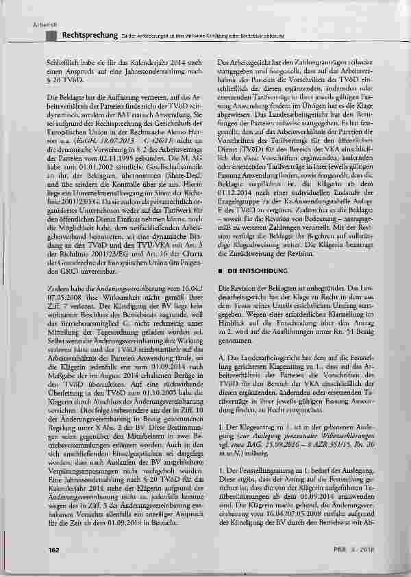 Vorschauseite 6: Zu den Anforderungen an eine wirksame Kündigung einer Betriebsvereinbarung