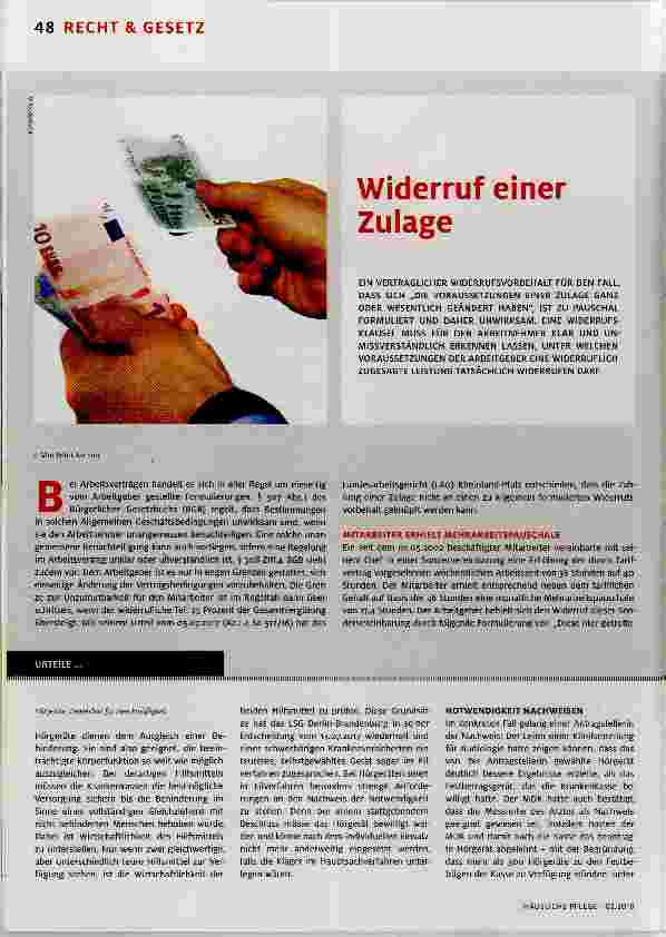 Vorschauseite 1: Widerruf einer Zulage