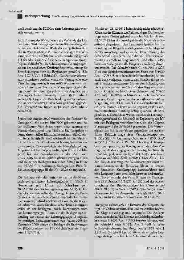 Vorschauseite 3: Zur Höhe der Vergütung im Rahmen der häuslichen Krankenpflege für erbrachte Leistungen der Intermittierenden transurethralen Einmalkatheterisierung (ITEK)