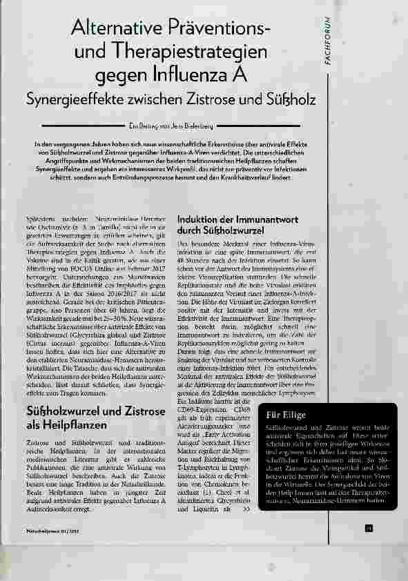 Vorschauseite 1: Alternative Präventions und Therapiestrategien gegen Influenza A