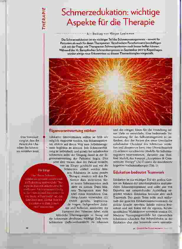 Vorschauseite 1: Schmerzedukation: wichtige Aspekte für die Therapie