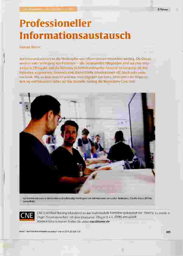 Vorschauseite 1: Professioneller Informationsaustausch