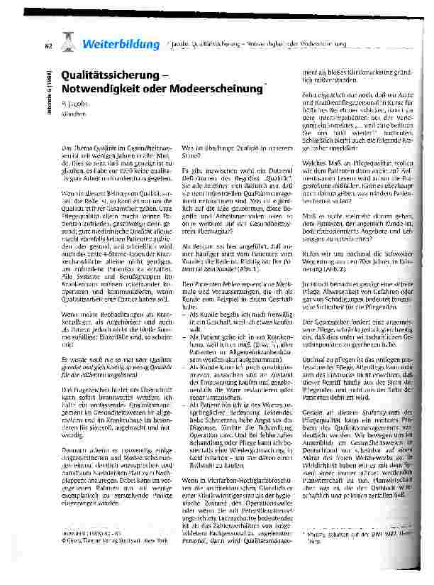 Vorschauseite 1: Qualitätssicherung - Notwendigkeit oder Modeerscheinung?