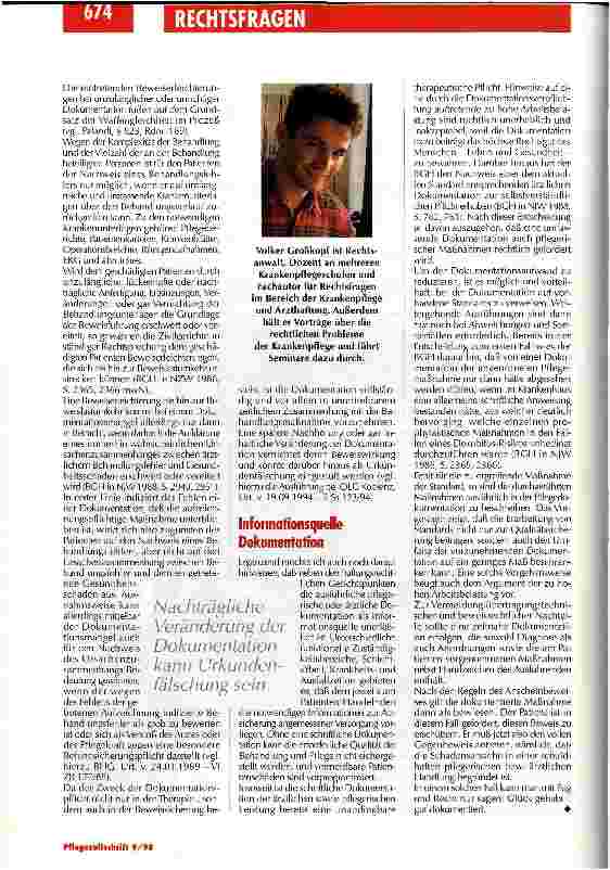 Vorschauseite 3: Die schriftlich festgehaltene Maßnahme gilt als Beweis Pflegedokumentation