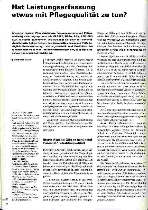Vorschauseite 1: Hat Leistungserfassung etwas mit Pflegequalität zu tun?