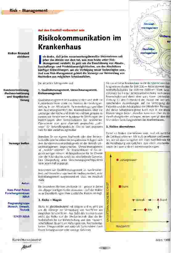 Vorschauseite 1: Risikokommunikation im Krankenhaus Auf den Ernstfall vorbereitet sein