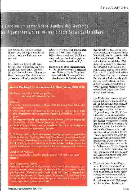 Vorschauseite 2: Mobbing am Arbeitsplatz
