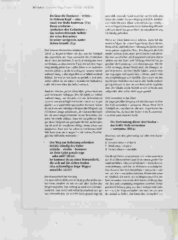 Vorschauseite 3: ZWISCHEN YOGA-WELT UND ALLTAGSWELT TEIL VII Patanjali als Wegweiser