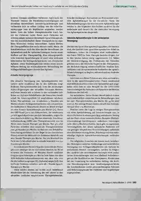Vorschauseite 5: Intensive Aphasietherapie:Evidenz und Umsetzung im ambulanten und (teil-)stationären Setting