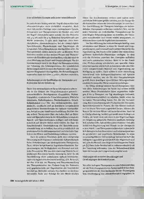 Vorschauseite 6: Intensive Aphasietherapie:Evidenz und Umsetzung im ambulanten und (teil-)stationären Setting