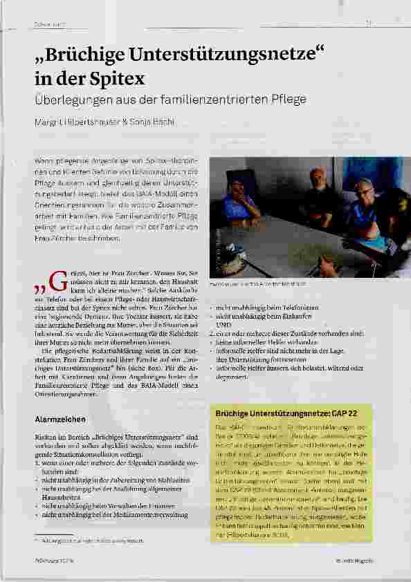 Vorschauseite 1: „Brüchige Unterstützungsnetze“ in der Spitex