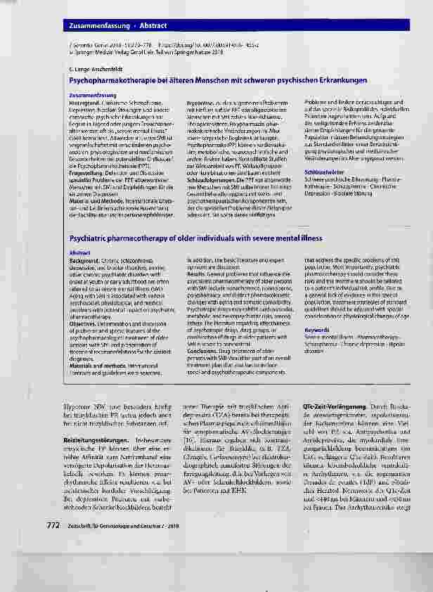 Vorschauseite 3: Psychopharmakotherapie bei älteren Menschen mit schweren psychischen Erkrankungen