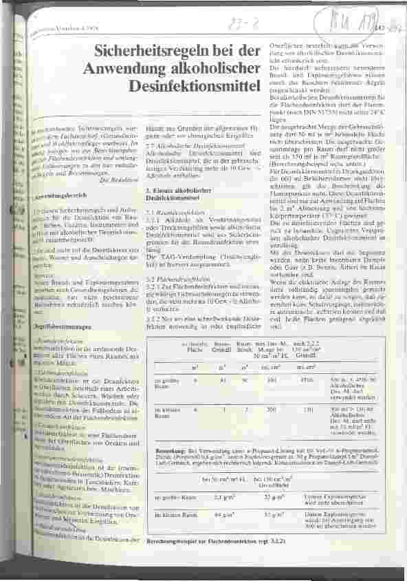 Vorschauseite 1: Sicherheitsregeln bei der Anwendung alkoholischer Desinfektionsmittel