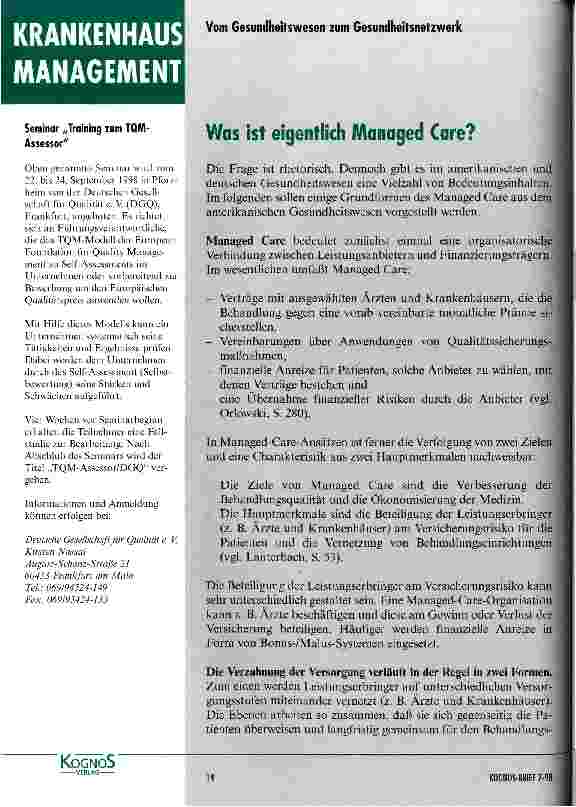 Vorschauseite 1: Was ist eigentlich Managed Care?