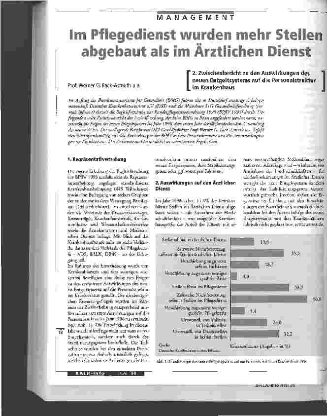 Vorschauseite 1: Im Pflegedienst wurden mehr Stellen abgebaut als im Ärztlichen Dienst
