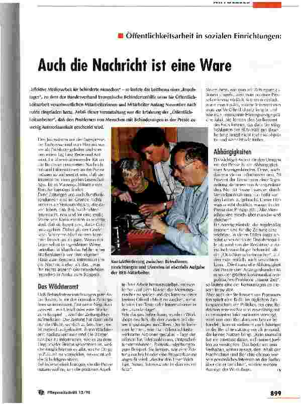 Vorschauseite 1: Öffentlichkeitsarbeit in sozialen Einrichtungen: Auch die Nachricht ist eine Ware