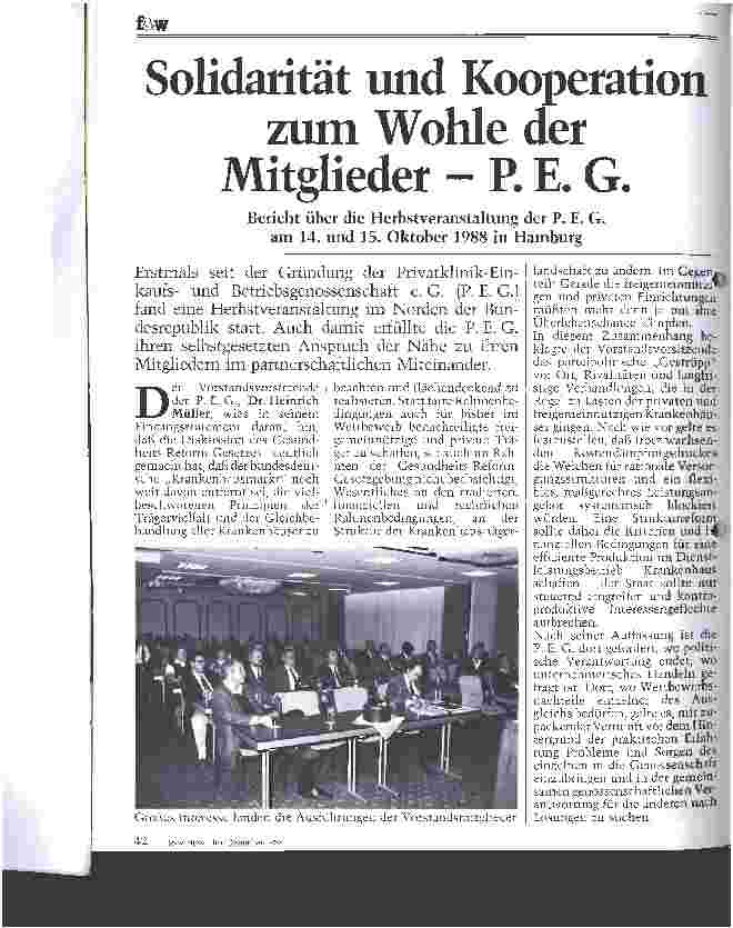 Vorschauseite 1: Solidarität und Kooperation zum Wohle der Mitglieder - P. E. G.