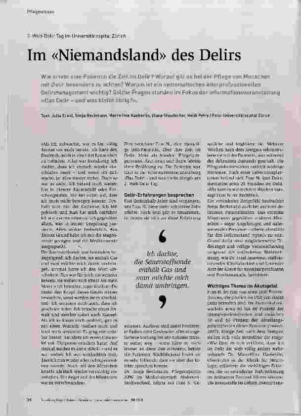 Vorschauseite 1: Im «Niemandsland» des Delirs