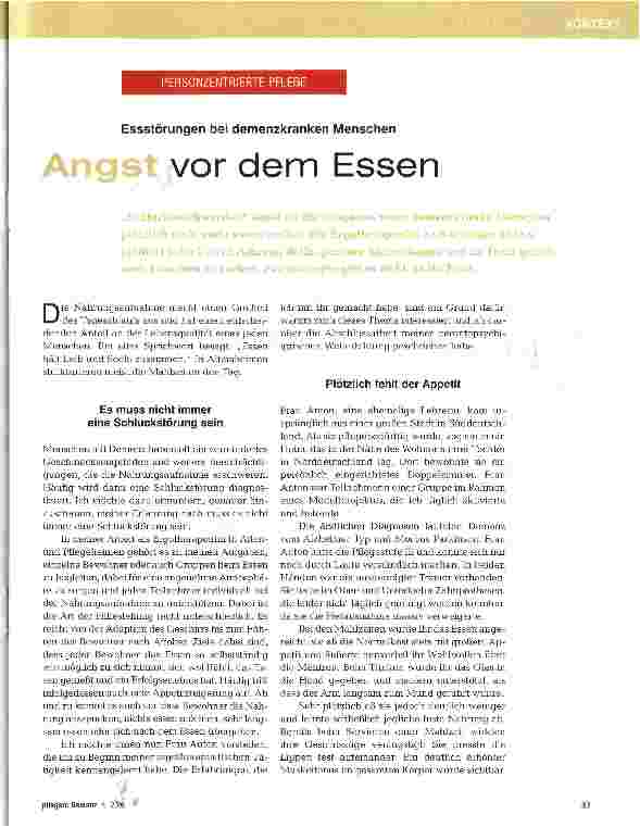 Vorschauseite 1: Angst vor dem Essen