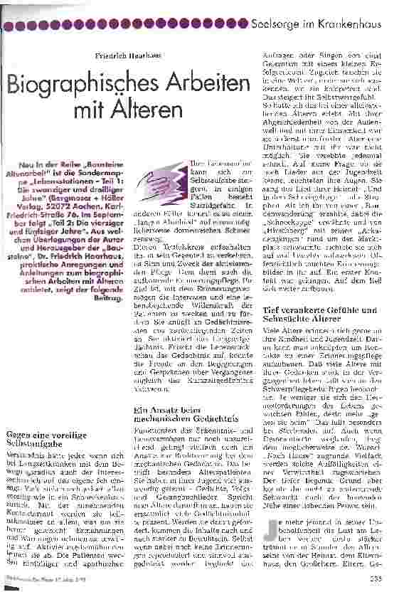 Vorschauseite 1: Biographisches Arbeiten mit Älteren