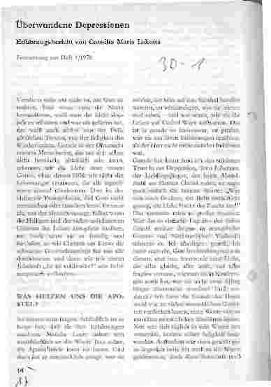 Vorschauseite 1: Überwundene Depressionen