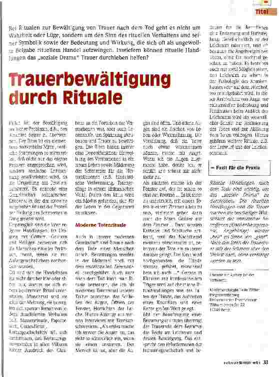 Vorschauseite 2: Trauerbewältigung durch Rituale