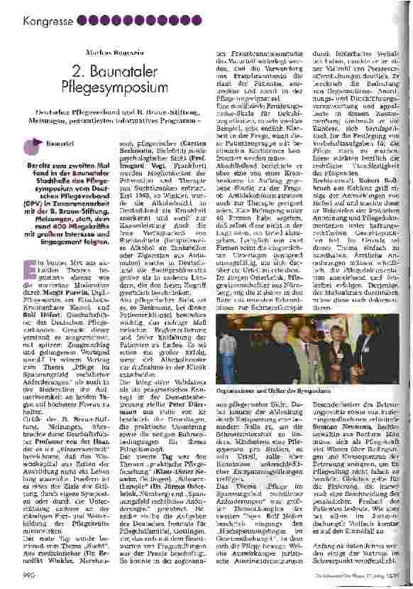 Vorschauseite 1: 2. Baunataler Pflegesymposium Deutscher Pflegeverband und B. Braun -Stiftung, Melsungen präsentierten informatives Programm