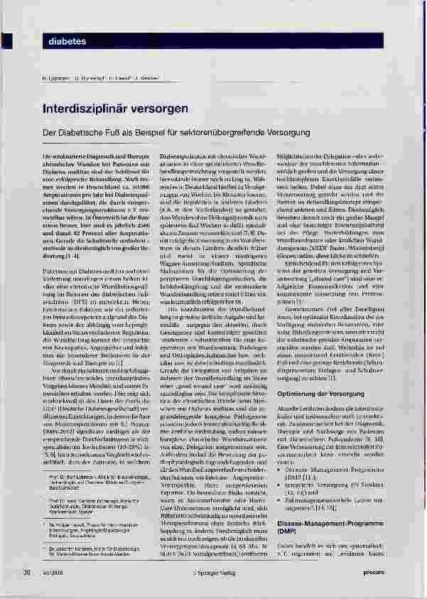 Vorschauseite 1: Interdisziplinär versorgen Der Diabetische Fuß als Beispiel für sektorenübergreifende Versorgung