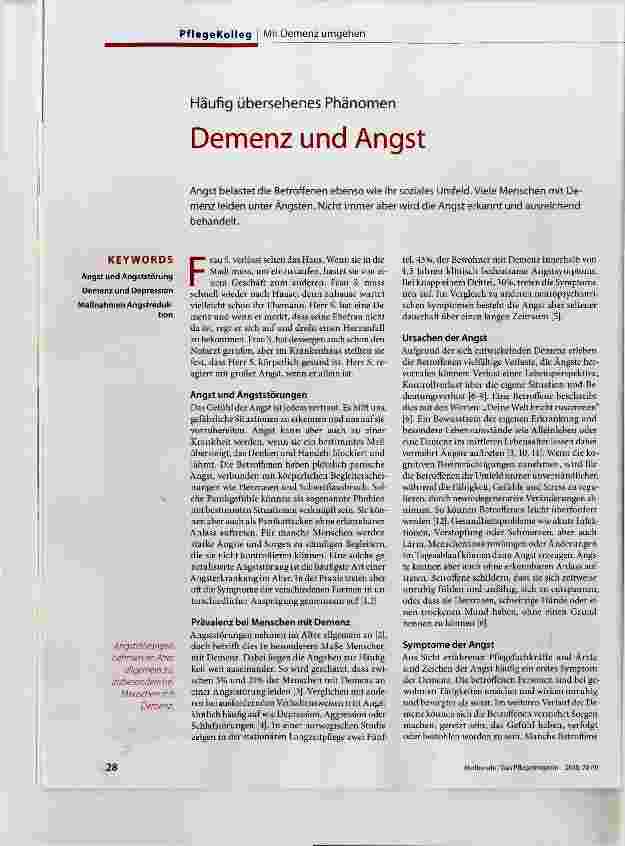Vorschauseite 1: Demenz und Angst