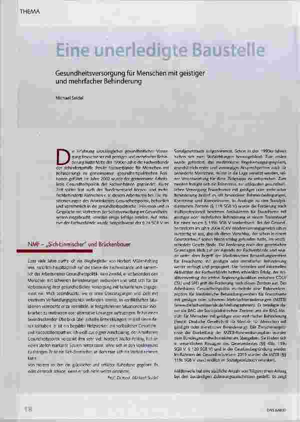 Vorschauseite 1: Eine unerledigte Baustelle