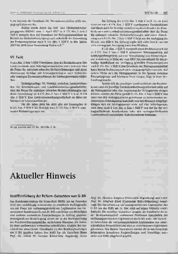 Vorschauseite 6: Ambulante Versorgung mit Heilmitteln Geltung der Preisunter grenzen nach § 125 Abs. 3 SGB V im Krankenhausbereich