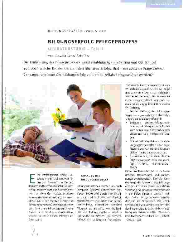 Vorschauseite 1: BILDUNGSERFOLG PFLEGEPROZESS LITERATURSTUDIE - TEIL 1