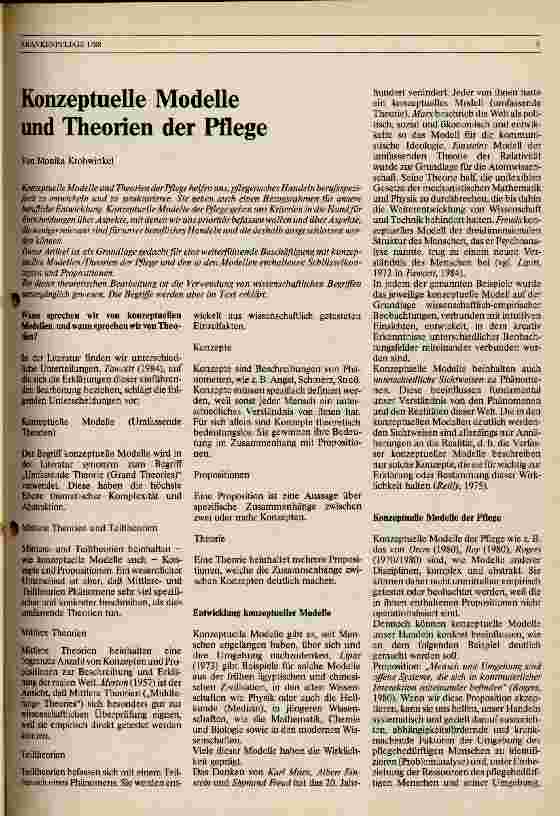 Vorschauseite 1: Konzeptuelle Modelle und Theorien der Pflege